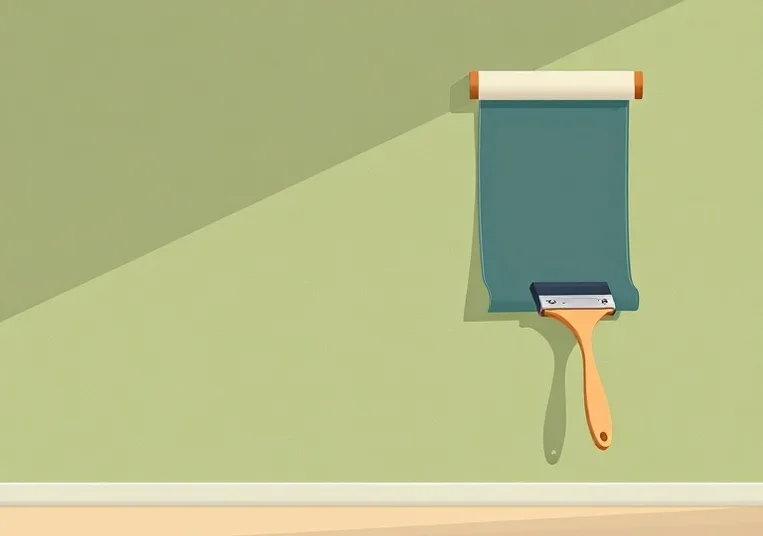 Pose de papier peint, rouleau et brosse à maroufler
